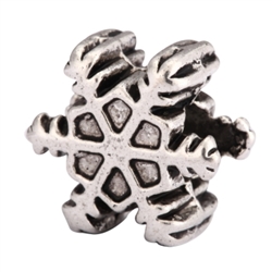 5 x Snowflake Charms Beads Antique Silver Tone European Charm Beads  #MEC-10